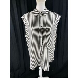 Tela‎ Womens 44/M Bugia Tank Black Striped Azure Sleeveless Blouse $375
